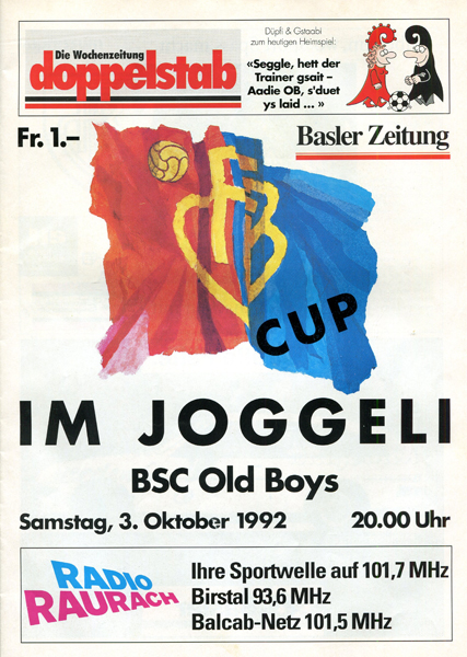03.10.1992: FC Basel - BSC Old Boys