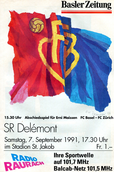 07.09.1991: FC Basel - SR Delémont