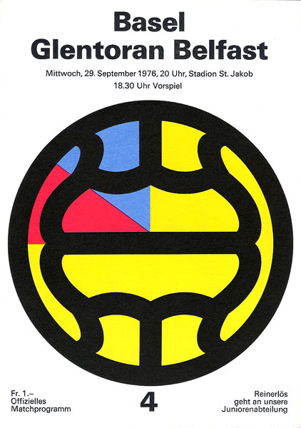 29.09.1976: FC Basel - Glentoran Belfast