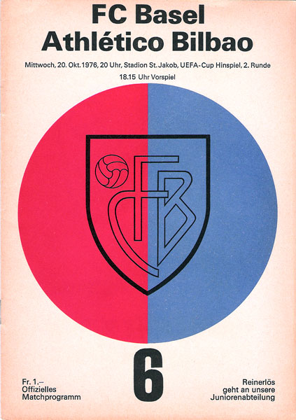 20.10.1976: FC Basel - Athletico Bilbao
