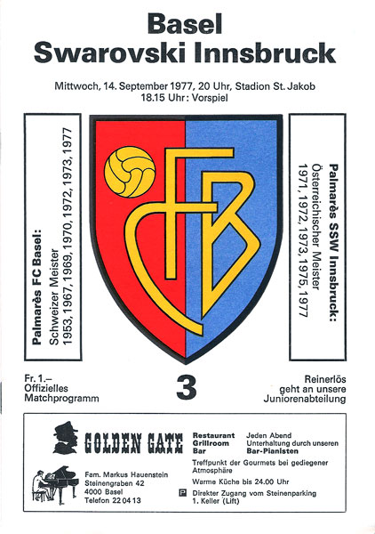 14.09.1977: FCB-Innsbruck