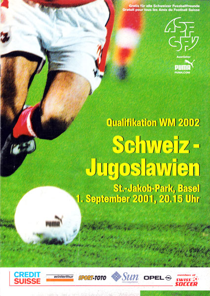 01.09.2001: Schweiz-Jugoslawien