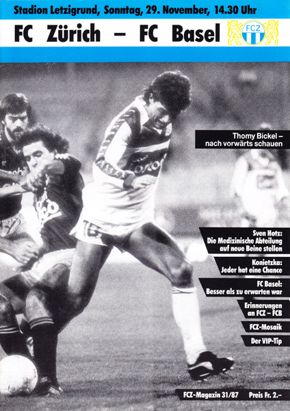 29.11.1987: FC Zürich - FC Basel