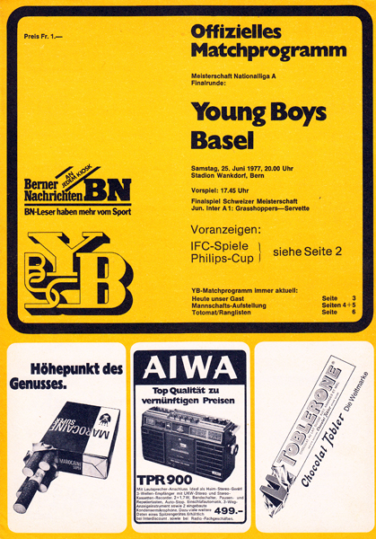 25.06.1977: Young Boys - FC Basel