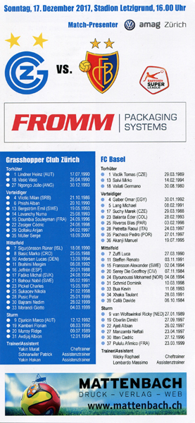 17.12.2017: Grasshoppers - FC Basel